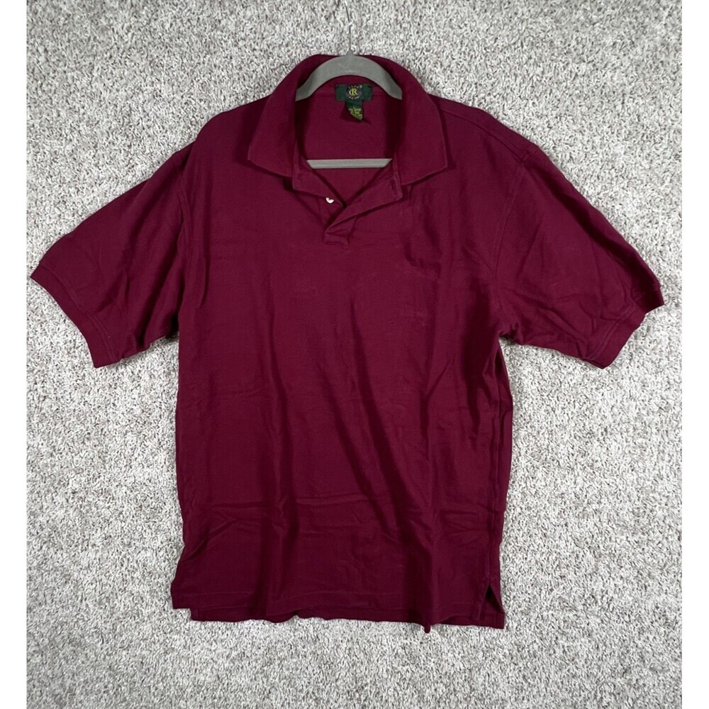 Club Room Men’s Polo Shirt Burgundy Short Sleeve Casual Cotton Classic FitSize L